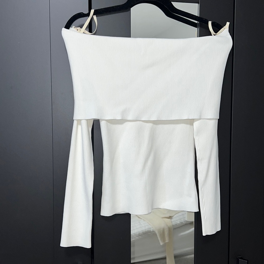 White off the shoulder sweater